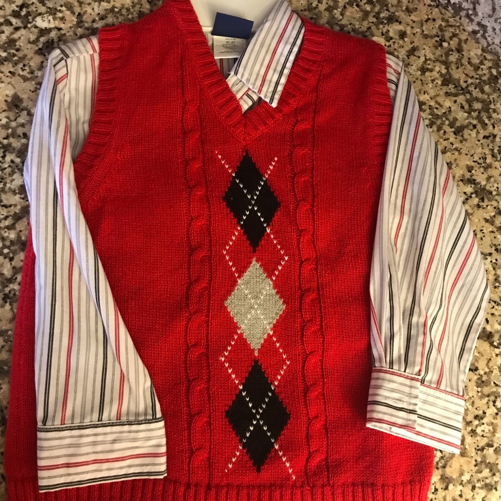 Boys sweater vest and button front set 4T